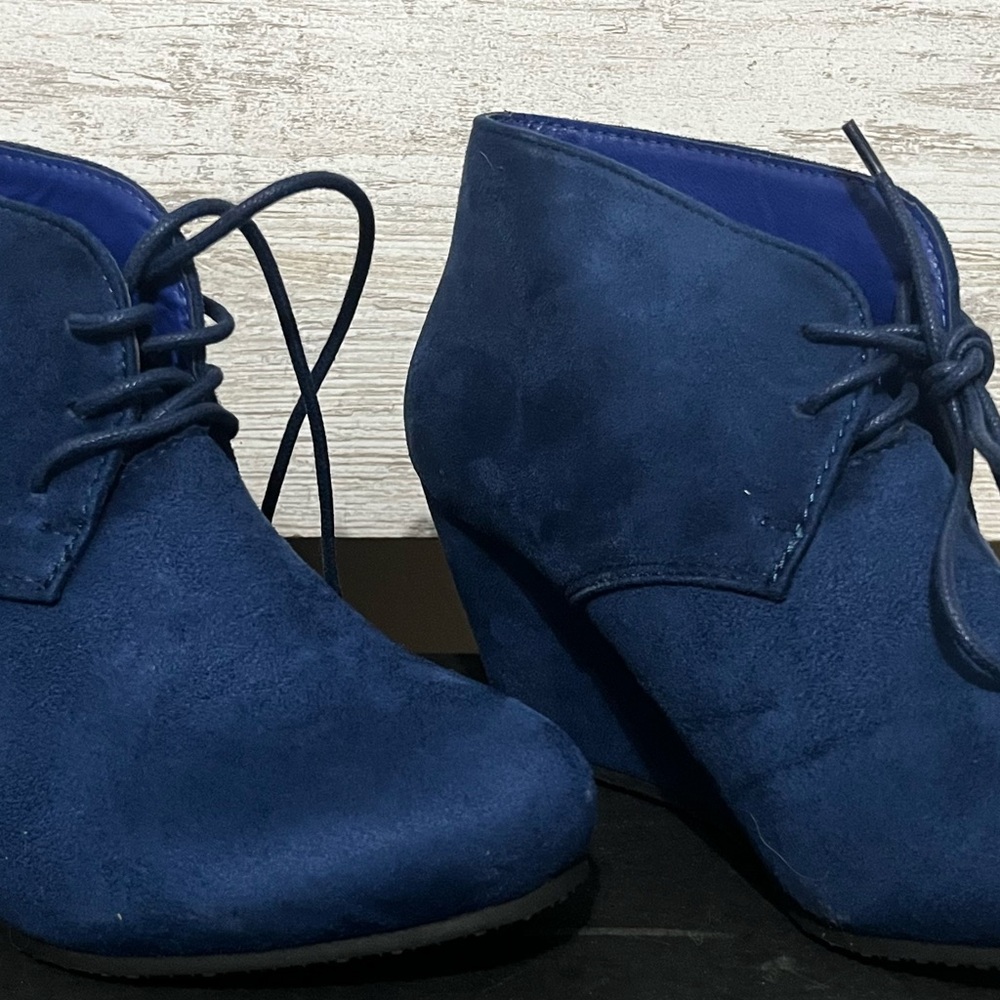 Women's Blue Suede Ankle Boots
